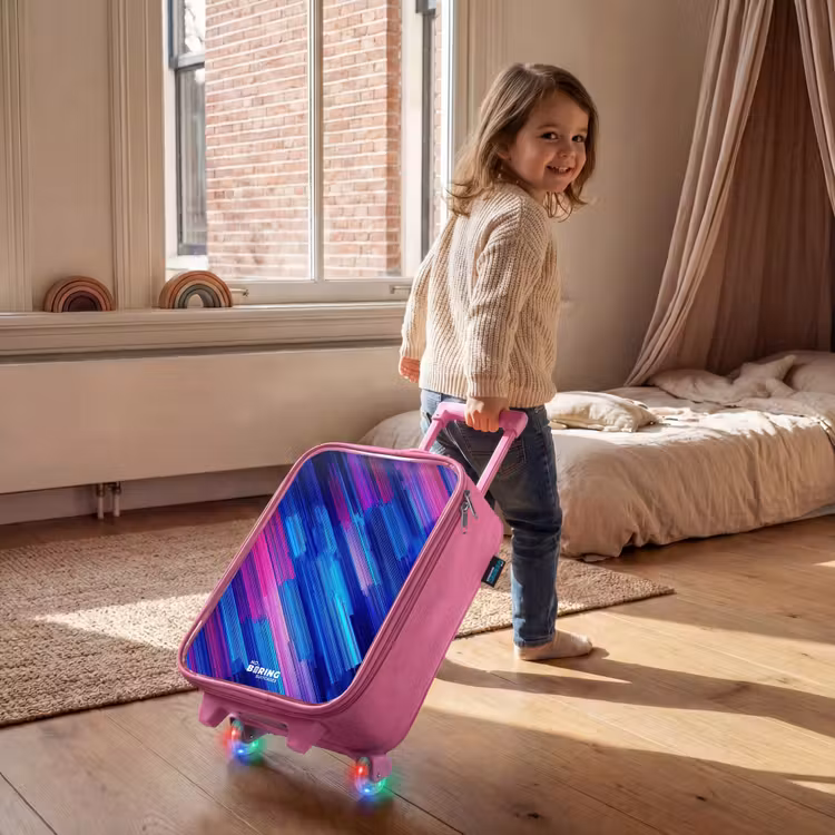 Valise enfant - Rose - Néon - Rayures - Abstrait - Bleu - Rose — 2