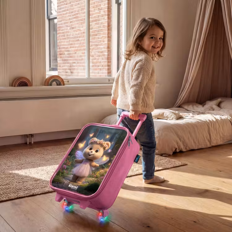 Valise enfant - Rose - Ours - Papillons - Forêt - Fée — 2