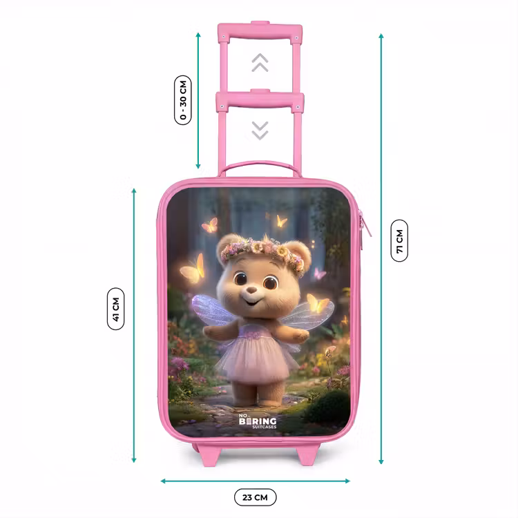 Valise enfant - Rose - Ours - Papillons - Forêt - Fée — 6