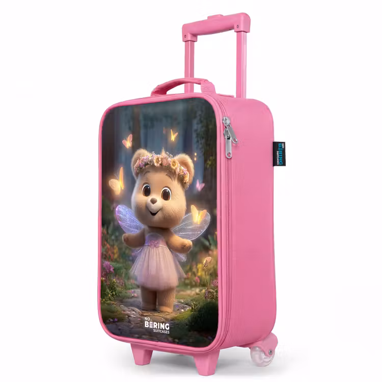 Valise enfant - Rose - Ours - Papillons - Forêt - Fée — 8