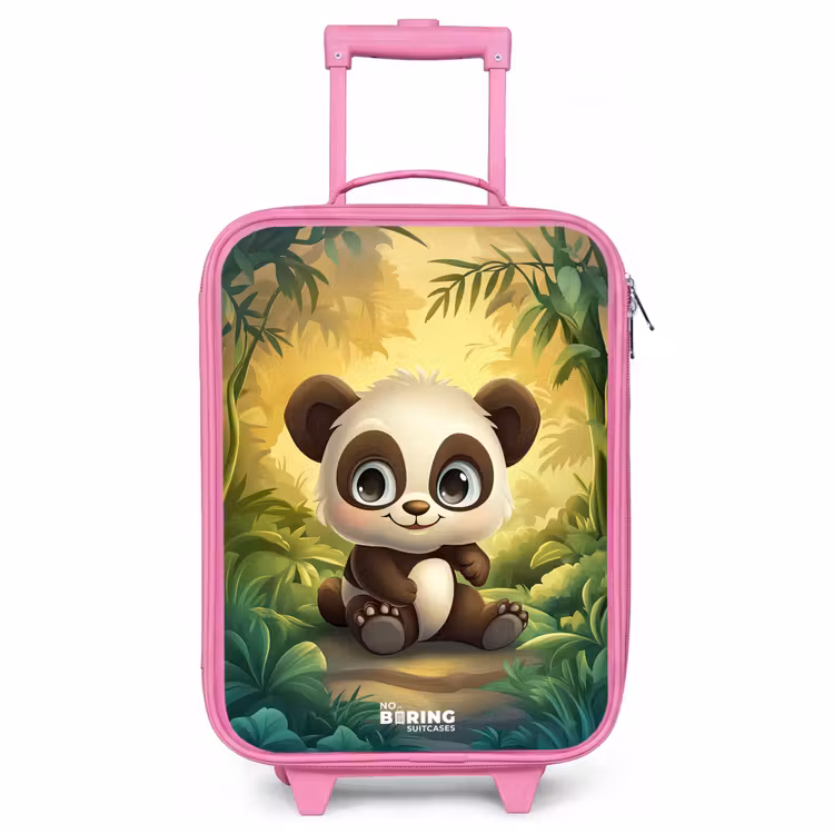 Valise enfant - Rose - Panda - Forêt de bambous - Vert — 1