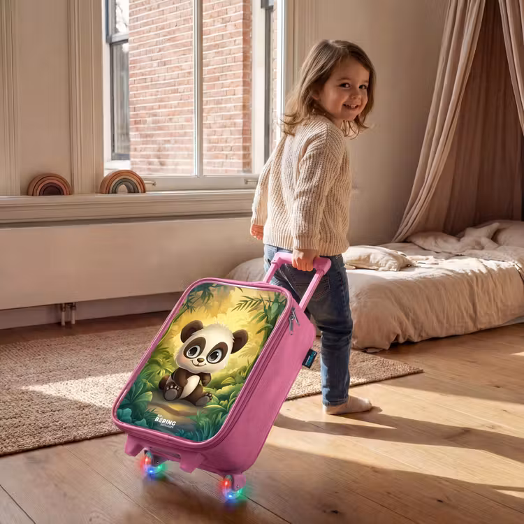 Valise enfant - Rose - Panda - Forêt de bambous - Vert — 2