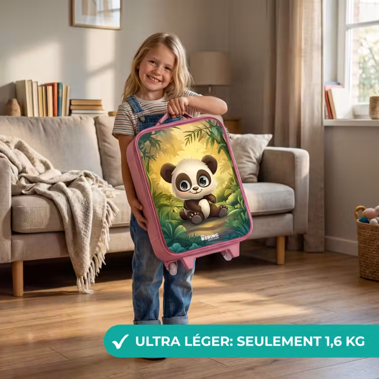 Valise enfant - Rose - Panda - Forêt de bambous - Vert — 3