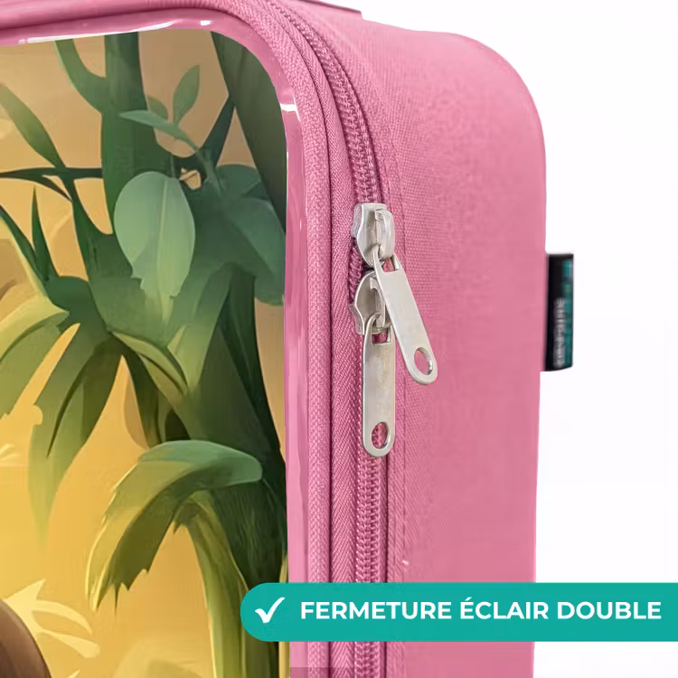 Valise enfant - Rose - Panda - Forêt de bambous - Vert — 7