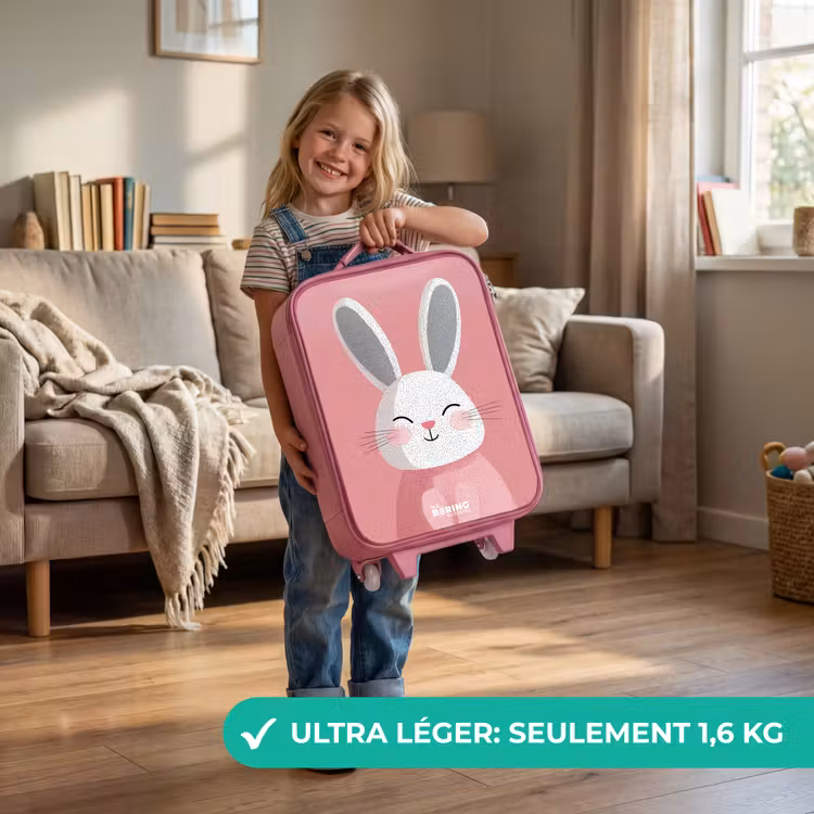 Valise enfant - Rose - Rose - Lapin - Sourire - Illustration — 3