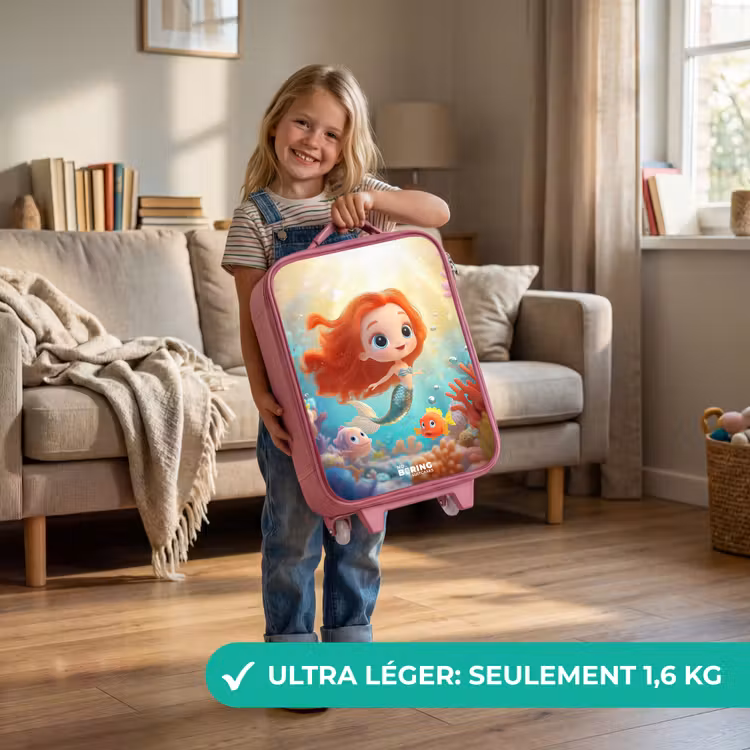 Valise enfant - Rose - Sirène - Poisson - Corail — 3
