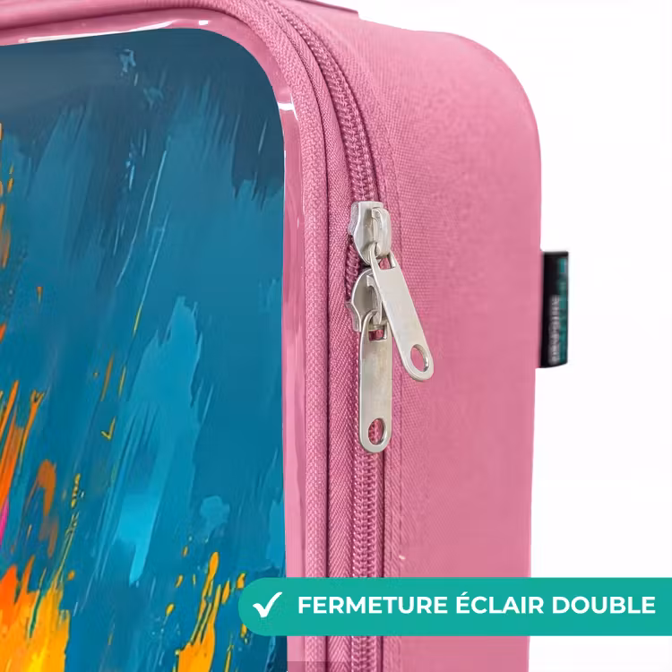 Valise enfant - Rose - Tracteur - Vert - Abstrait - Coups de pinceau — 7