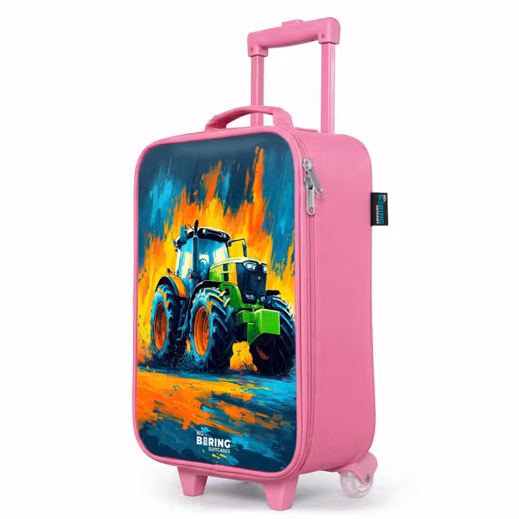 Valise enfant - Rose - Tracteur - Vert - Abstrait - Coups de pinceau — 8