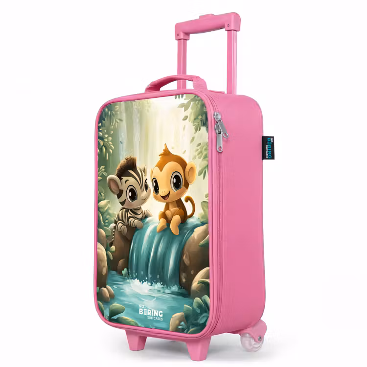 Valise enfant - Rose - Zèbre - Singe - Cascade - Rochers — 8
