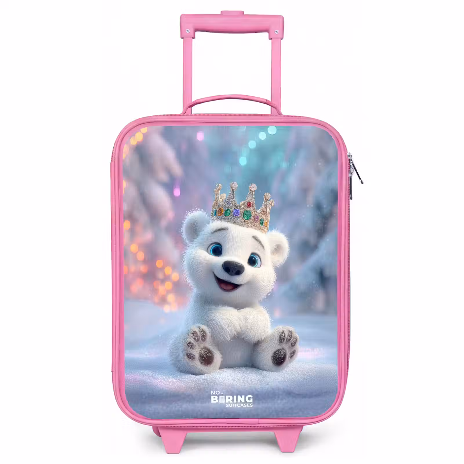 Valise enfant - Rose - Ours polaire - Couronne - Hiver — 1