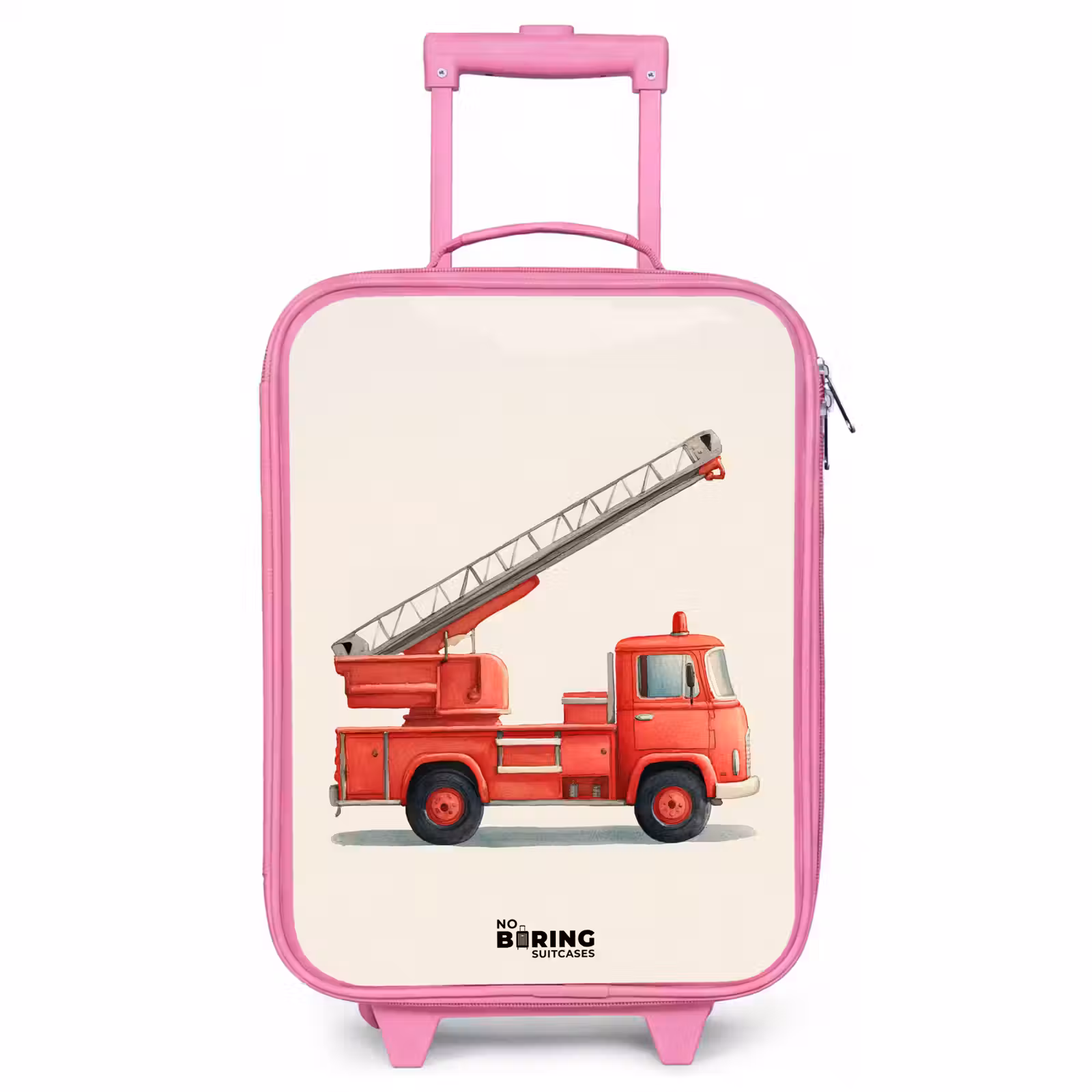 Valise enfant - Rose - Véhicule de pompiers - Signé - Rouge — 1