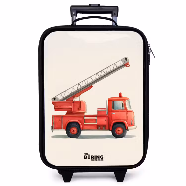 Valise enfant - Véhicule de pompiers - Signé - Rouge — 1