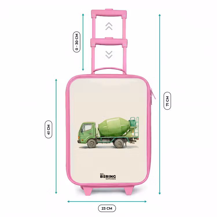 Valise enfant - Rose - Bétonnière - Signée - Verte — 6