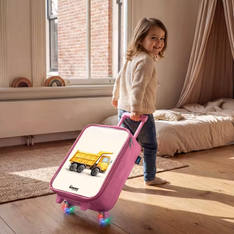 Valise enfant - Rose - Camion-benne - Signé - Jaune — 2