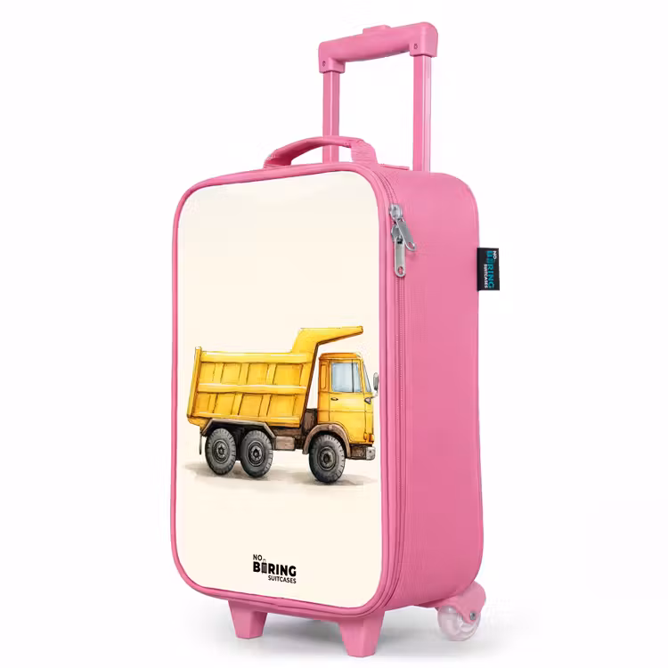 Valise enfant - Rose - Camion-benne - Signé - Jaune — 8