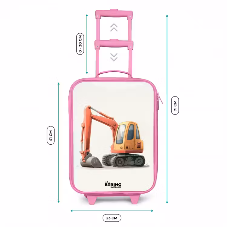 Valise enfant - Rose - Excavateur - Signé - Orange — 6