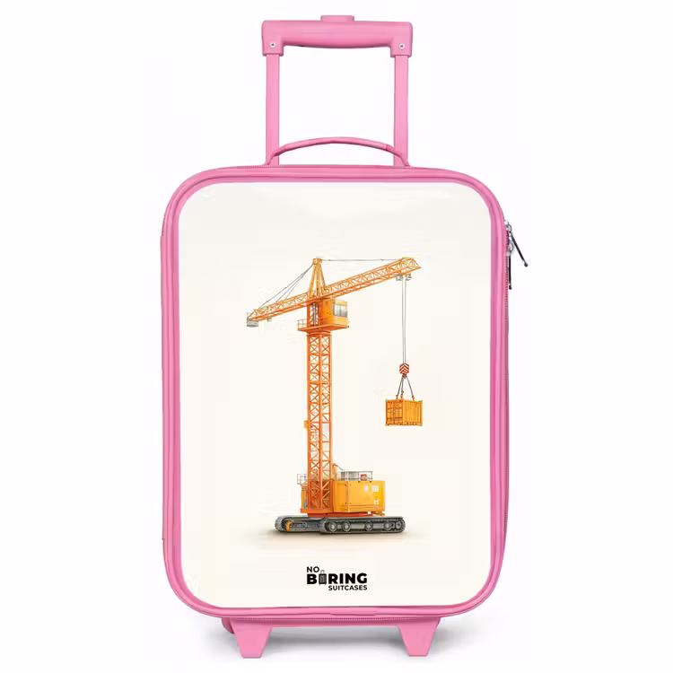 Valise enfant - Rose - Grue à tour - Signée - Orange — 1