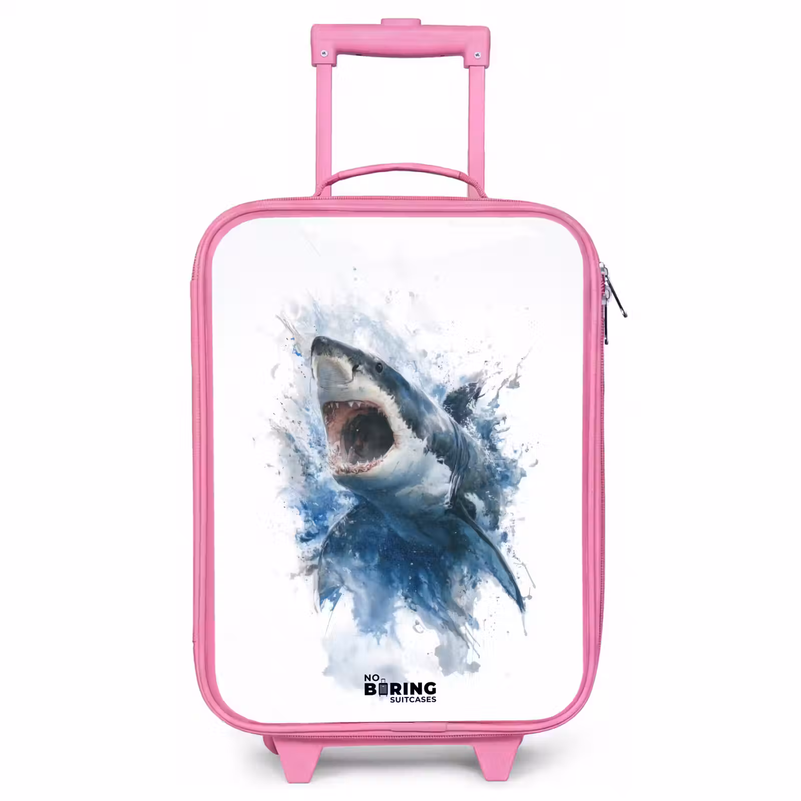 Valise enfant - Rose - Requin attaquant à l'aquarelle — 1