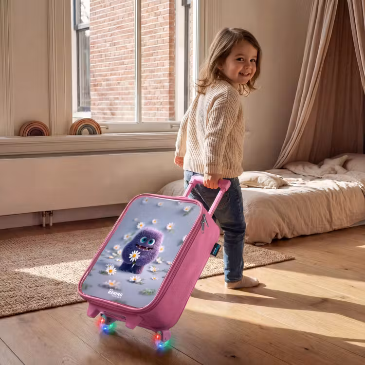 Valise enfant - Rose - Ami pelucheux violet avec marguerite — 2
