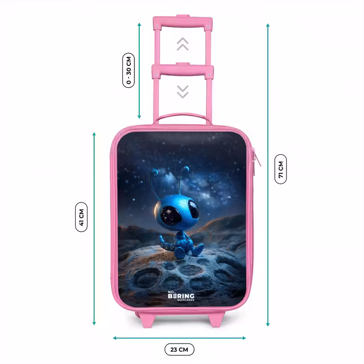 Valise enfant - Rose - Créature extraterrestre bleue sous un ciel étoilé — 6