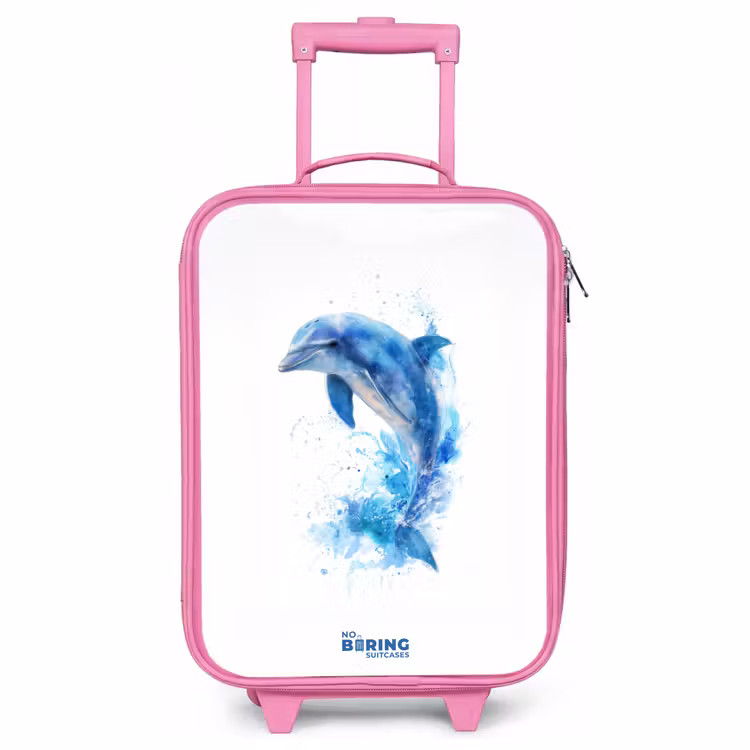 Valise enfant - Rose - Dauphin bleu sauteur — 1