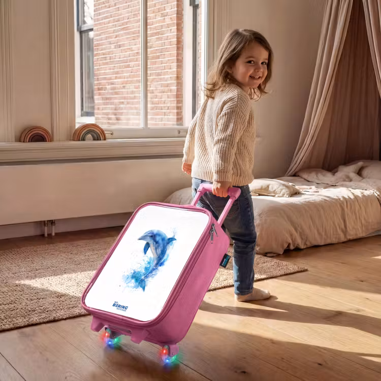 Valise enfant - Rose - Dauphin bleu sauteur — 2
