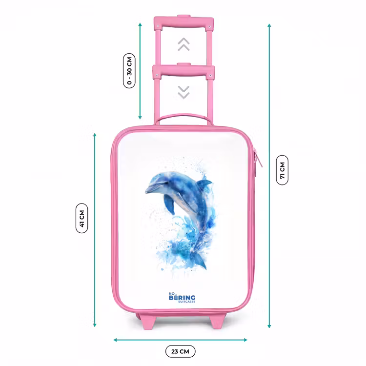 Valise enfant - Rose - Dauphin bleu sauteur — 6