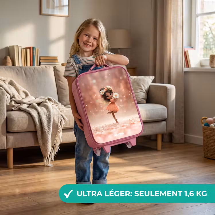 Valise enfant - Rose - Fée avec marguerites — 3