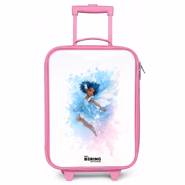 Valise enfant - Rose - Fée volante dans les tons bleus — 1