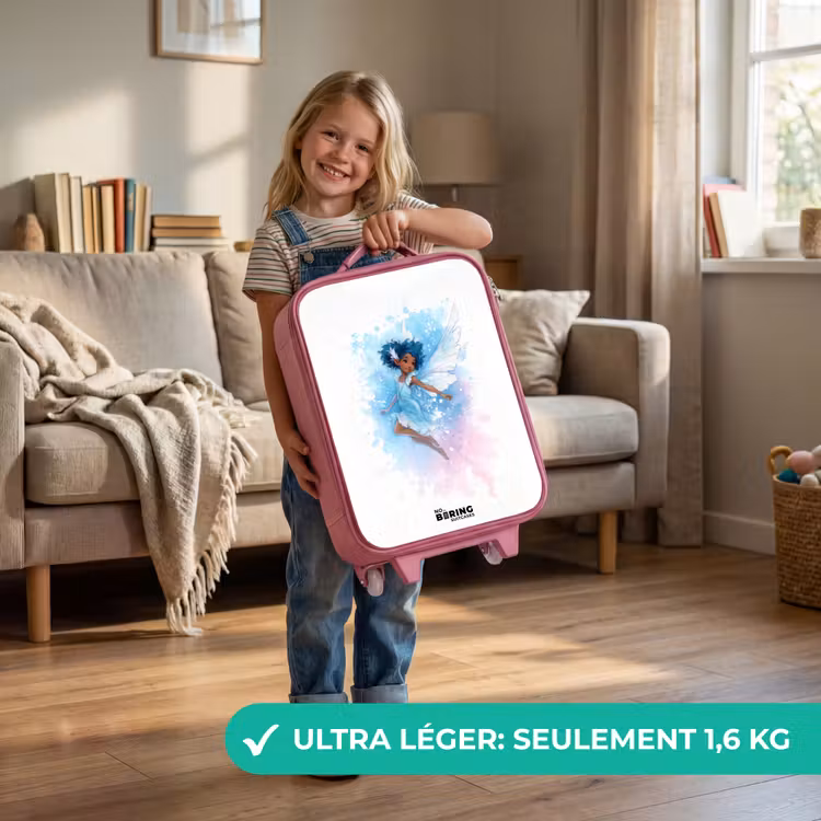 Valise enfant - Rose - Fée volante dans les tons bleus — 3