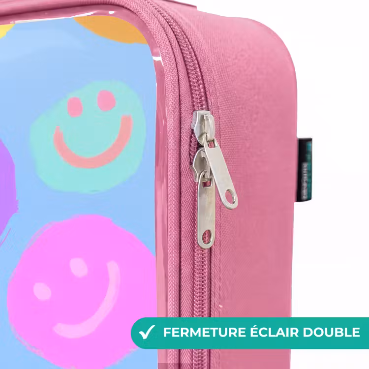 Valise enfant - Rose - Motif joyeux de smileys — 7