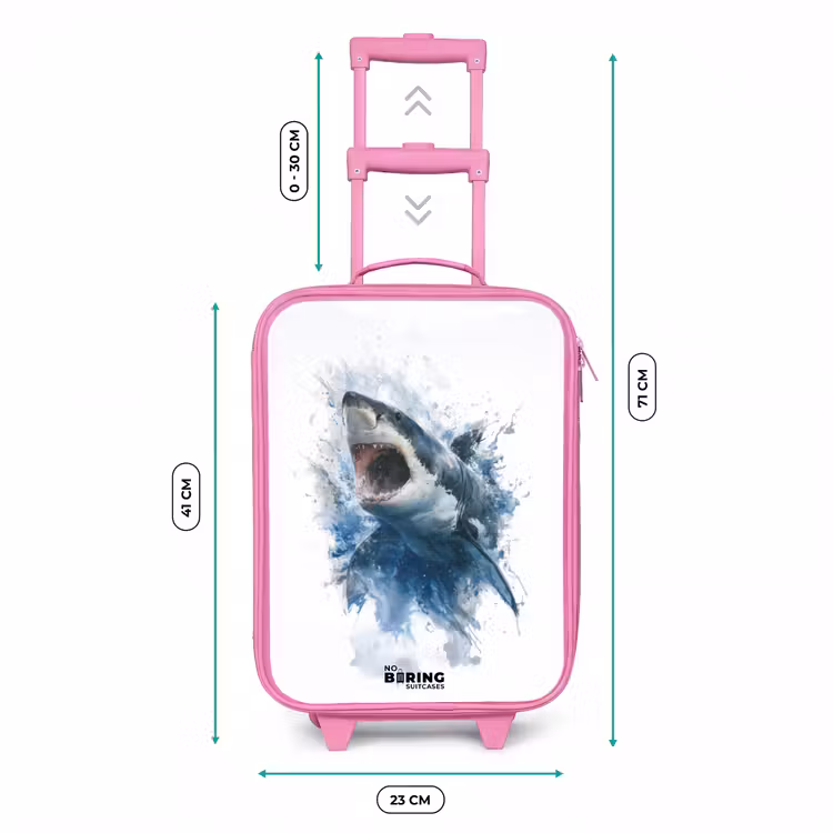 Valise enfant - Rose - Requin attaquant à l'aquarelle — 6