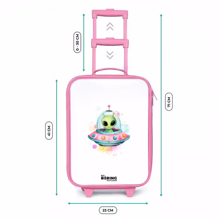 Valise enfant - Rose - Un extraterrestre vert dans un OVNI coloré — 6
