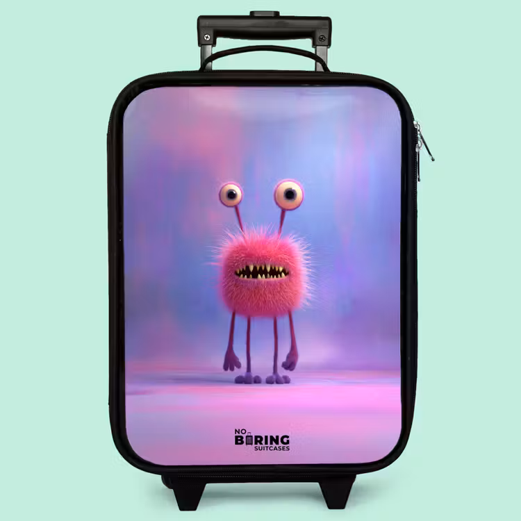 Valise enfant - Monstre rose à fourrure avec de grands yeux — 3