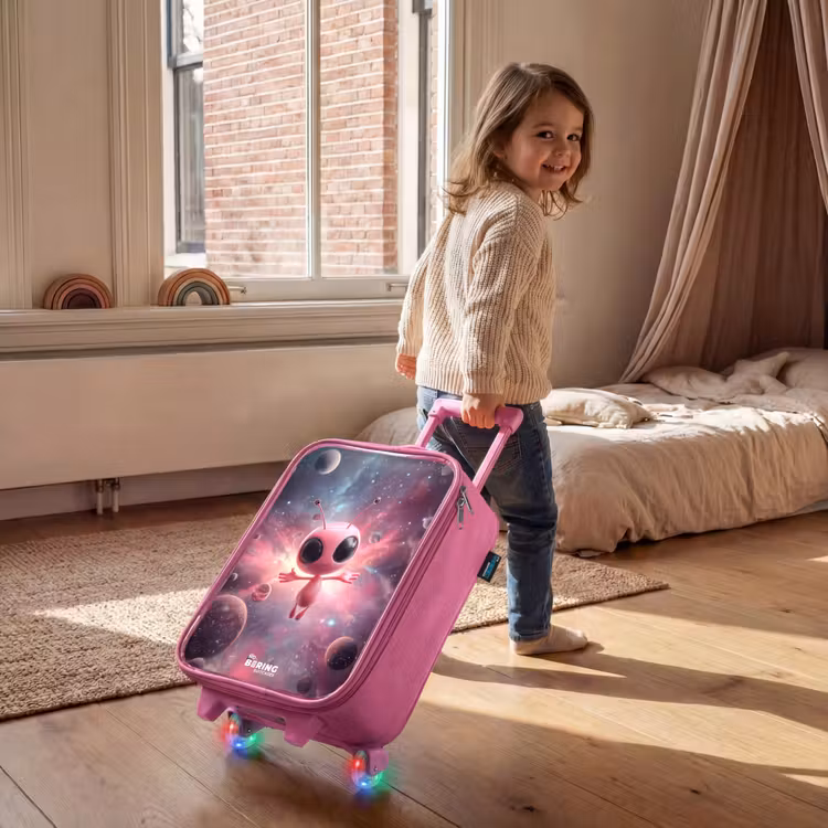Valise enfant - Rose - Alien rose dans une nébuleuse d'étoiles — 2