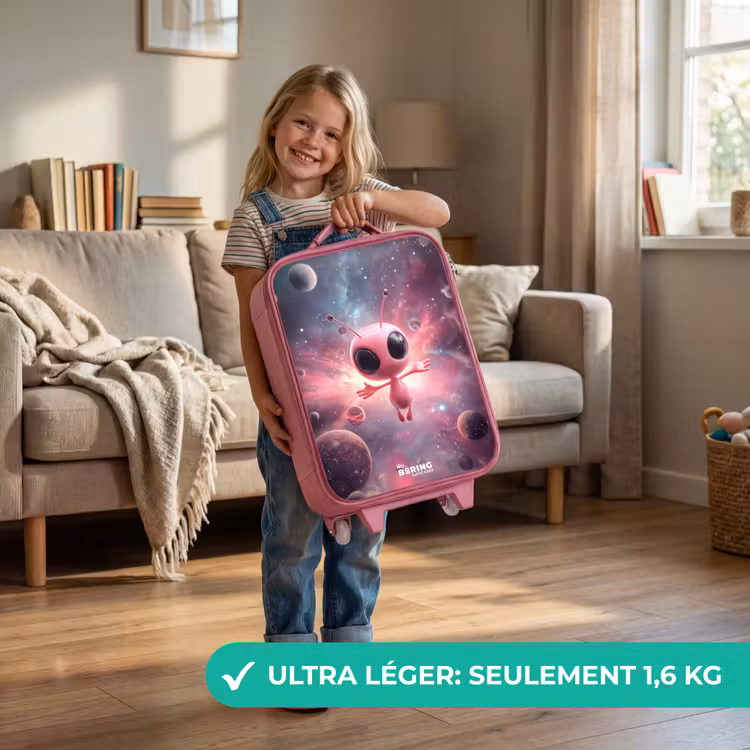 Valise enfant - Rose - Alien rose dans une nébuleuse d'étoiles — 3