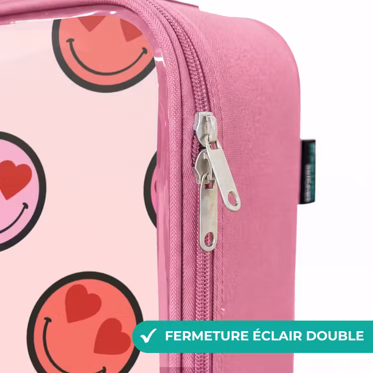 Valise enfant - Rose - Coeur - Smiley - Motif — 7