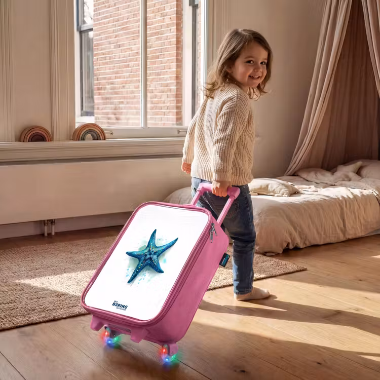 Valise enfant - Rose - Étoile de mer bleue sur fond blanc — 2