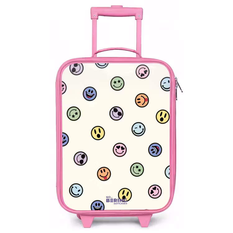 Valise enfant - Rose - Mélange de smileys espiègles — 1