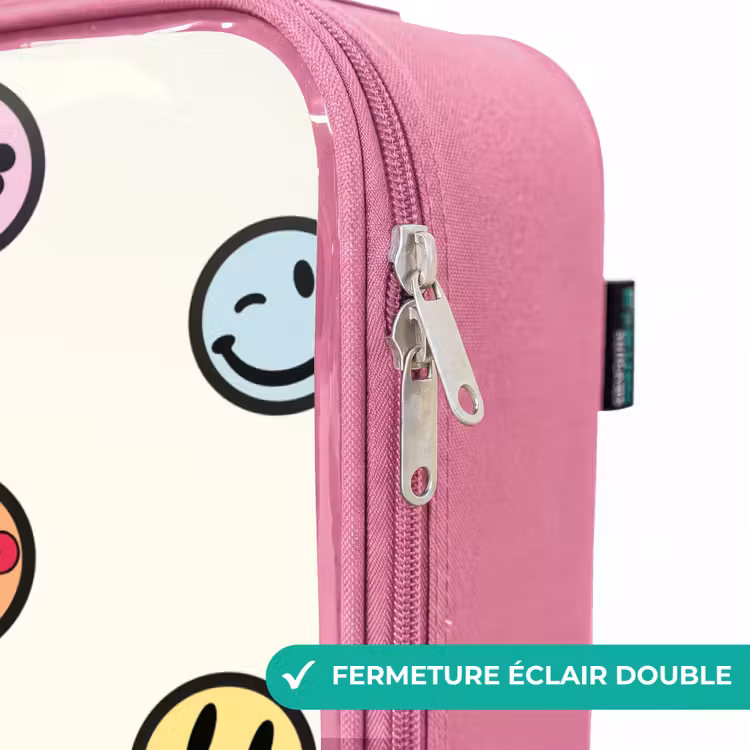 Valise enfant - Rose - Mélange de smileys espiègles — 7