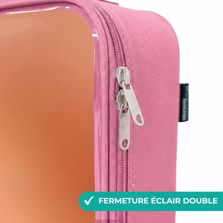 Valise enfant - Rose - Monstre pelucheux orange avec cornes — 7