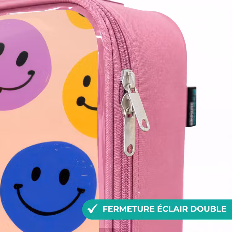 Valise enfant - Rose - Motif Smiley joyeux — 7