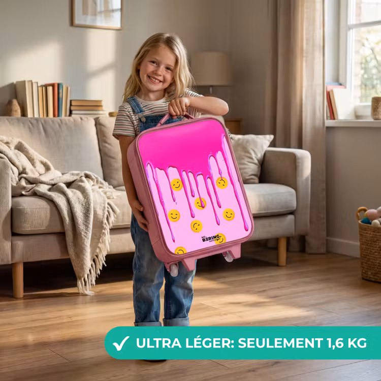 Valise enfant - Rose - Peinture - Smiley - Rose — 3