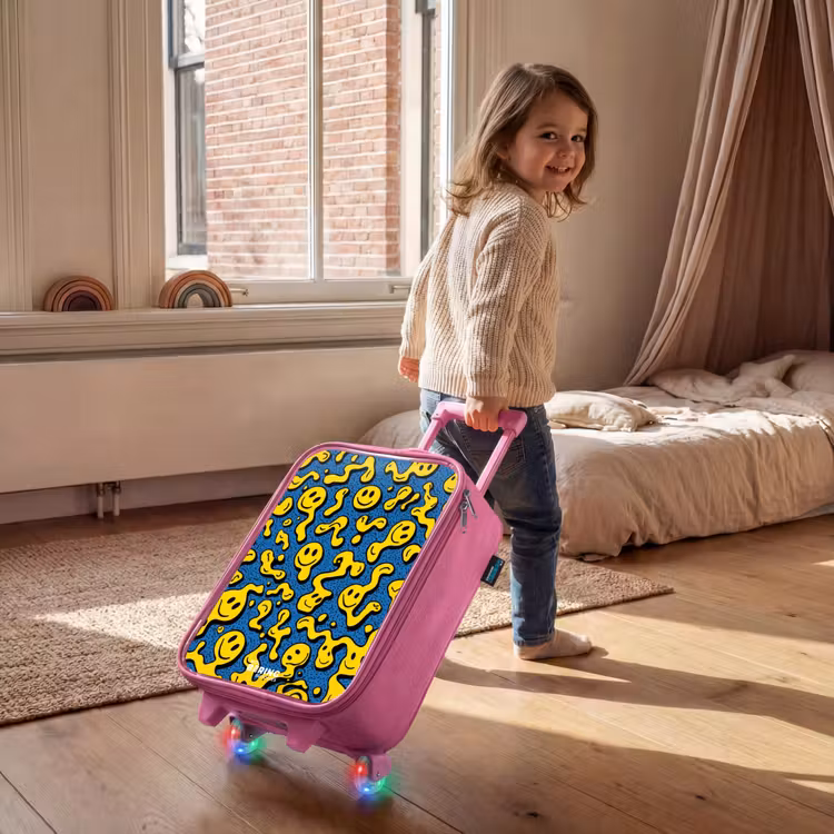 Valise enfant - Rose - Smiley - Bleu - Jaune — 2