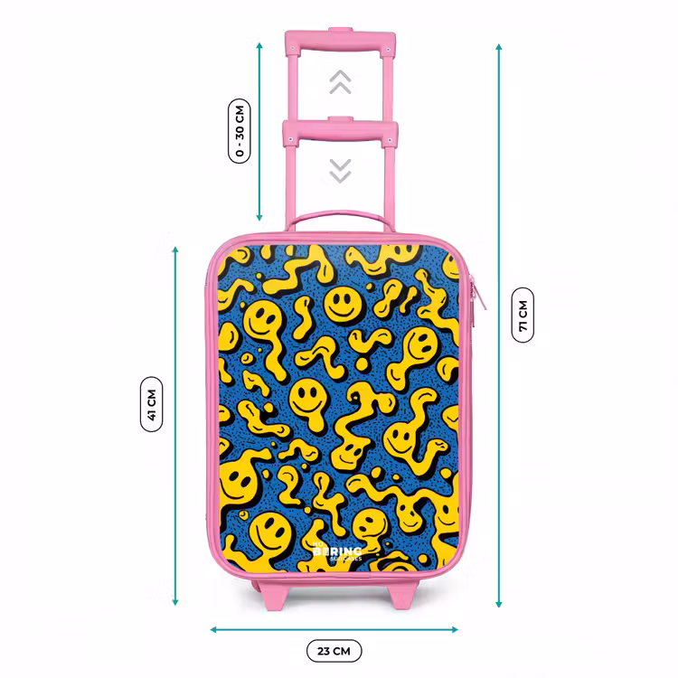 Valise enfant - Rose - Smiley - Bleu - Jaune — 6