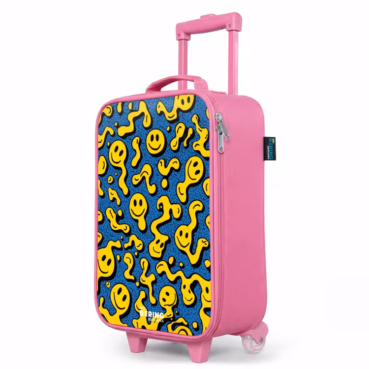 Valise enfant - Rose - Smiley - Bleu - Jaune — 8