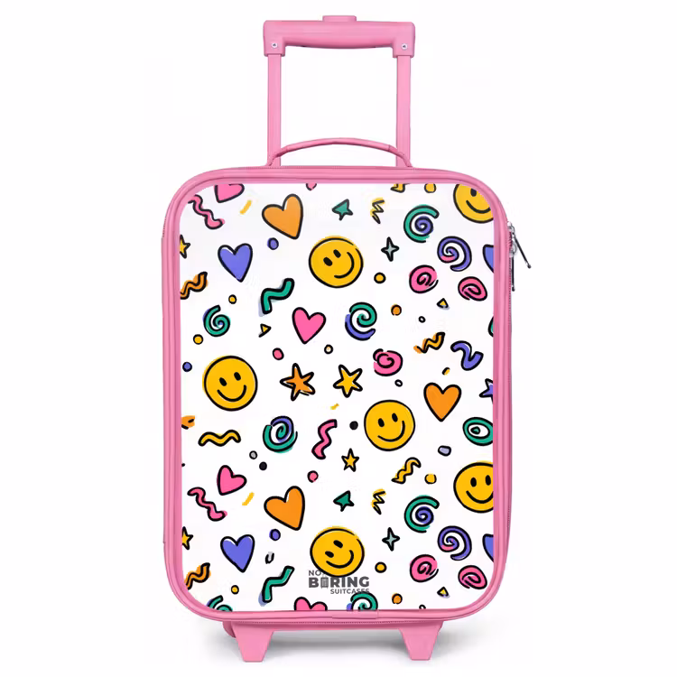 Valise enfant - Rose - Smiley - Coeur - Étoile — 1