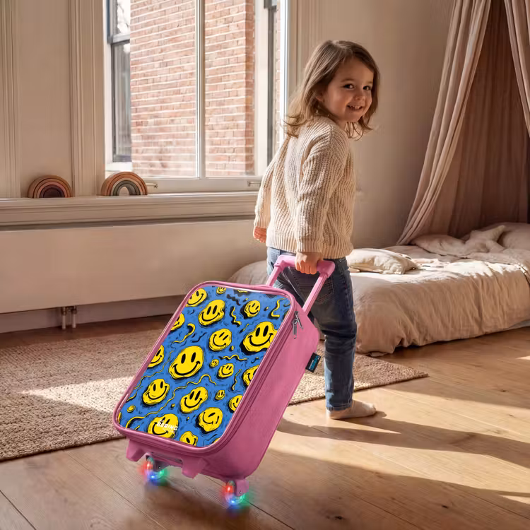 Valise enfant - Rose - Smiley - Jaune - Bleu — 2