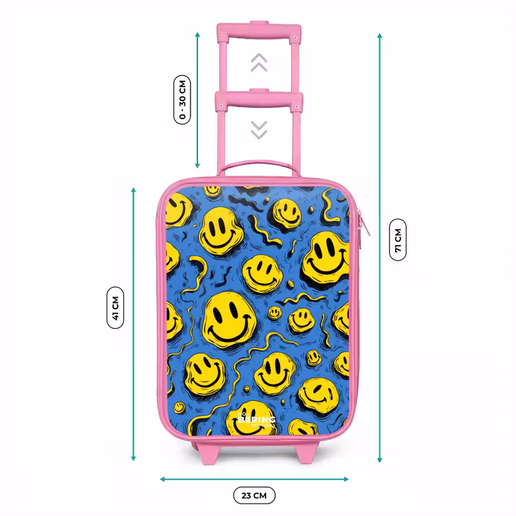 Valise enfant - Rose - Smiley - Jaune - Bleu — 6