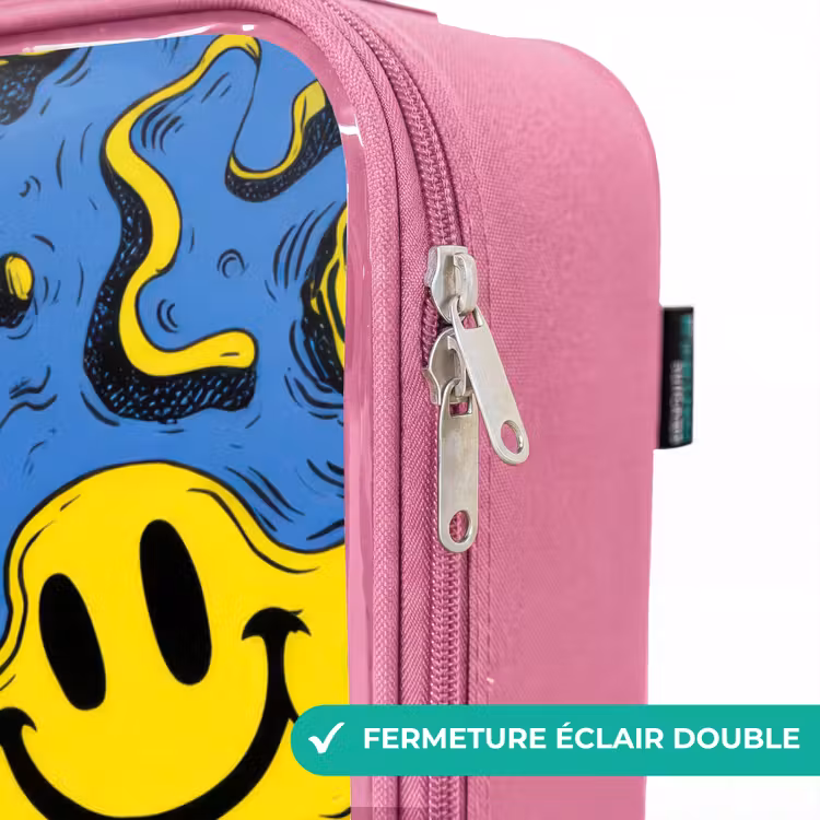 Valise enfant - Rose - Smiley - Jaune - Bleu — 7